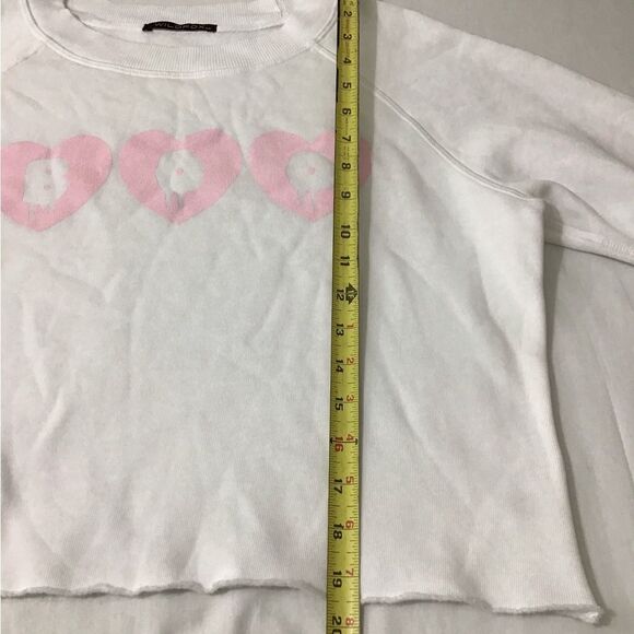 Wildfox White Oversized Cropped Raw Hem Sweatshirt New Size XS - Picture 9 of 10
